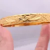 1 Pieces Carved Bangle Thick 18k Yellow Gold Filled Classic Wedding Womens Bangle Bracelet Dia 60mm 10mm Whole Jewelry223G