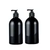 12 Stück 500 ml leere Lotionspumpe, schwarze Flasche, PET-Kosmetikbehälter mit Flüssigseifenspender, nachfüllbare Flasche mit bernsteinfarbenem Spray