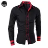 Wholesale- 2017 New Mens Long Sleeved Dress Shirts Double Collar Button Unique Design Slim Fit Brand Shirts Male Shirts Camisa Masculina