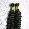 Peruansk Virgin Hair Kinky Curly Pre Bonded Fusion Human Hair U Tips 100g 1g / Strand 100s Keratin Stick Tips Mänskliga Hårförlängningar Jet Black