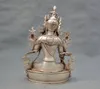 12 "Kina Tibet Silver Bronze Buddhism Green Tara Buddha staty