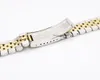 19 20mm New 316L Stainless Steel Gold Two tone Watch Band Strap Old Style Jubilee Bracelet Curved End Deployment Clasp Buckle2963