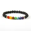 Bracelet de méditation de Yoga en pierre de guérison des 7 chakras, nouveau Design, perles de pierre de lave de 6mm avec mélange de couleurs, Bracelets en pierre pour cadeau 300G