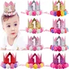 Baby Girls Flower Crown headbands Birthday Party Tiara hairbands kids princess hair accessories Glitter Sparkle Cute Headband for 6926426