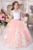 Erröten Rosa 2016 Spitze Ballkleid Tüll Blumenmädchenkleider Vintage Blumenmädchen Brautkleider Kinder Festzug Kleider