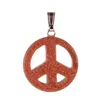 Hot Selling Vintage 31mm Peace Sign Naturlig Färgrik Körsbär Kvarts Blå Sand Sten Malachite Hängsmycke Charms För Europa Style Jewlery Making