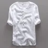 Men's Casual Shirts Wholesale Simple Fashion Men Shirt Linen Solid Flax Breathable Summer Mens Clothing Camisa Masculina1
