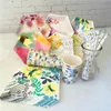 Groothandel- 72 Sets Tropische Bloem Papier Platen Bright Floral Party Cups Drinken Rietjes Document Servet voor Hawaiian Luau Pool Wedding Party