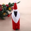 الجملة- زجاجة نبيذ عيد الميلاد مجموعة سانتا كلوز زر الزجاجة تغطية الزجاجة غطاء ملابس المطبخ لدكلة عشاء عيد الميلاد رأس السنة الجديدة