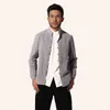 Venta al por mayor- Gris estilo chino Hombres Chaqueta de lino de algodón Abrigo de manga larga Traje Tang Top Casual Outwear M L XL XXL XXXL MJ057