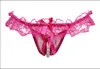 Kvinnor Tongs och G Strängar Pearls Crotch mindre intimater Sexiga trosor Sexiga Underkläder Lace Bow Transparenta Briefs