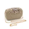 Sacchi da sera interi- Milisine Women Rhinestone Borsa Fiore Diamond Lady Fritte Frizioni PUNSA SILLA IL NERO GOLD SMAL3101