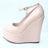 15cm Heel Höjd Sexiga Rund Toe Wedges Heel Pumps Platform Party Shoes Heels US Size 3-10.5 No.1258-1A