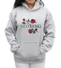 Damen Hoodies Sweatshirts NOTHING Bedruckte Rose Blumenstickerei Langarm Weiß Grau Größe S M L XL Kapuzenjacke Mantel Femmes