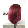 Side Part #99j Burgundy Glueless Full Lace Wig & Front Lace Wig Brazilian Silk Straight Human Hair Wigs Wine Red For Black Women
