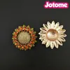 100 pcs/lot broches de fleur de tournesol à dos plat broche de fleur de cristal de strass jaune pour bouquet de mariage