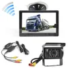 DIYKIT Wireless CCD impermeabile retromarcia telecamera per camion per auto visione notturna IR + display LCD da 5 pollici monitor per auto con vista posteriore