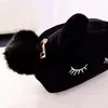 Gullig bärbar tecknad kattförvaringsväska Resor Makeup Flannel Pouch Kosmetisk väska Koreansk och Japan stil