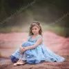 Little Girls Birthday Dresses with Cap Sleeves and V Neck Ball Gown Cute Flower Girls Dress with Hand Flowers Knee Length