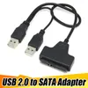 Nieuwste aankomst USB 2.0 naar SATA 7 + 15 PIN 22 PIN-adapterkabel voor 2,5 "HDD-harde schijf met USB-voedingskabel, groothandel 2018