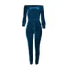 Rompers Großhandel heiße Mode Frauen Jumpsuit Solid Samt Bodycon Jumpsuit in voller Länge Rompers Women Bodysuit 5297