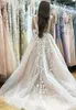 Baljurk echte prom jurken 2017 v-hals pure riemen geappliceerd kant tule vloer lengte backless blush roze formele avondjurken met sjerpen