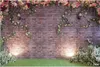 10x6ft Vintage Brick Flower Wall Backdrop Wedding Light Romantic Roses White Flowers Green Floor Studio Photo Props Photography Backgrounds