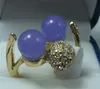 Moda bella vera giada viola Anello in argento massiccio misura 8 # -9 #