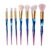 7 pezzi di pennelli per trucco metallici set kit di pennelli per trucco per capelli arcobaleno per cuscinetto per occhiali per occhiali per occhiali da eyeliner set di pennelli per labbra Brush Beauty Tool