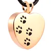 IJD8004 Heart Stainless Steel Cremation Pendant Necklace Paw Print Pet Ashes Keepsake Urn Necklace