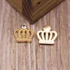 Groothandel-Groothandel 100 stks Plaksteen Gold Tone Alloy Princess Crown Button Patch Stickers Fit voor Handgemaakte Craft Meisjes Haar Sieraden Decor
