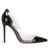 Gianvito Rossi Design Nieuwste mode -vrouwen Stiletto High Heel exclusief leer en PVC Pointed Teen Pumps Dress Shoes Lady Weddin3327287