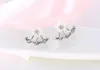 Haute qualité Anti allergique bijoux en argent pur s 925 argent marguerite fleur avant et arrière deux faces boucles d'oreilles clou d'oreille coréen