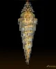 Modern Stair Lighting Crystal Chandeliers Lamps E14 E12 Bulb K9 Crystal Lamp Villa Large Chandelier Lights Staircase Long 110V 220V Gold