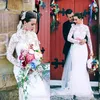Vintage Lace Wedding Dresses Sheer High Neck Long Sleeves Wedding Gowns Sweep Train country style Mermaid Bridal Dress