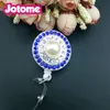 New Arrival Multicolor Rhinestone With Big Pearl Round Retractable Badge Reel Plastic ID Card Holder For Nurse Accessories