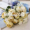 Fake European Camellia Bunch 29cm / 11.41 "Lengte Kunstbloemen Thee Rose met Mini Bloemblaadje voor DIY Bruidsboeket Accessoires