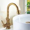 360 Degree Vintage Bathroom Sink Faucets Kitchen Antique Carved Basin Faucet Hot and Cold Water Tap Mixer Deck Mounted Single Holder