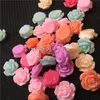 prix usine 11mm Aléatoire solide colorMixed Résine Rose Perles Fleur Flatback Cabochon Scrapbooking