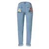 Jeans das mulheres Atacado - vintage cintura alta Mulheres Denim Flor Pants Designer bordado mais tamanho 2022