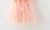 Nyanlända flicka barn prinsessa klänning v-nacke ärmlös stereo blomma flicka barn klänning charmig boll klänning klänning