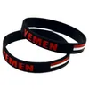 100 pcs iemen Saba relevo silicone pulseira pulseira debossed bandeira logotipo preto e branco para presente de promoção