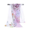 Kvinnor Chiffon Shawl Beachwear Spring New 2017 Fashion Women Silk Scarf Chiffon Scarf Sjalar Fjäril och Big Flower Print