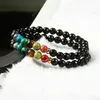 New Design 7 Chakra Healing Stone Yoga Meditation Bracelet 6mm Faceted Black Onyx Stone With Imperial Sea Sediment Bracelets For G2448