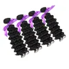 4 faisceaux d'ondes profondes Fibre de Cheveux Trame Fibre couleur noire naturelle 1B pour la tête complète Pas cher synthétique Hair Weave Extension