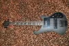 Custom RICken 4 Snaren Matte Black 4003 Elektrische Basgitaar Zwarte Hardware Driehoek MOP Toets Inlay Top Selling8742584