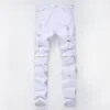 Tout nouveau jean déchiré pour homme, rouge, noir, blanc, fermeture éclair, hip hop, punk rock, jean de motard en détresse, pantalon en denim élastique, p237D