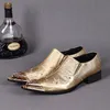 Christia Bella Luxus-Herren-Schuhe aus echtem Leder mit spitzer Zehenpartie, goldene Party- und Hochzeitsschuhe, Business-Formelle Schuhe für Herren, flache Schuhe