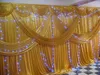 Un ensemble de rideaux de mariage de luxe, 3x6m, avec plusieurs drapés dorés, décoration de fête swag, 229W