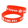 100PCS Peanut Allergy Call 911 Silicone Rubber Bracelet Children Size Used In School Or Outdoor Activities